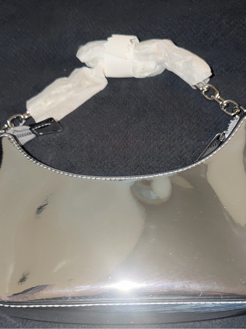 Forever 21 Silver Metallic Shoulder Bag with Chain Strap